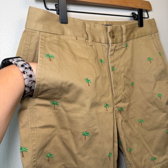J. Crew Women's Embroidered Palm Tree Chino Bermuda Shorts Tan Size 0 - Picture 2 of 5
